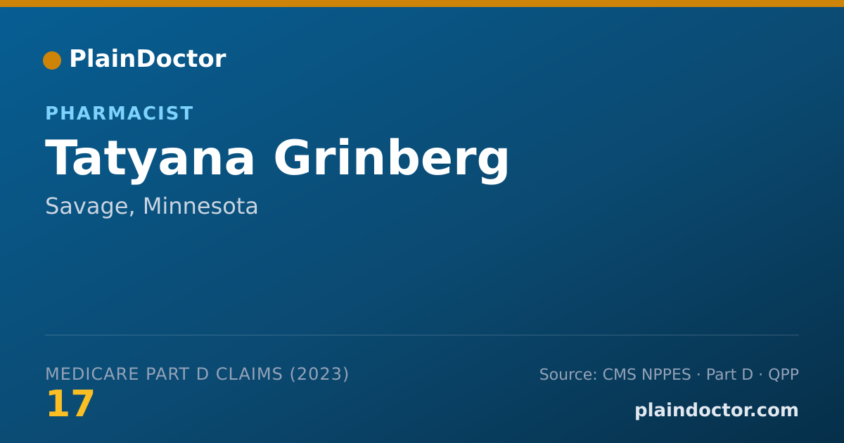 Shareable card for Tatyana Grinberg - Pharmacist, Savage, MN