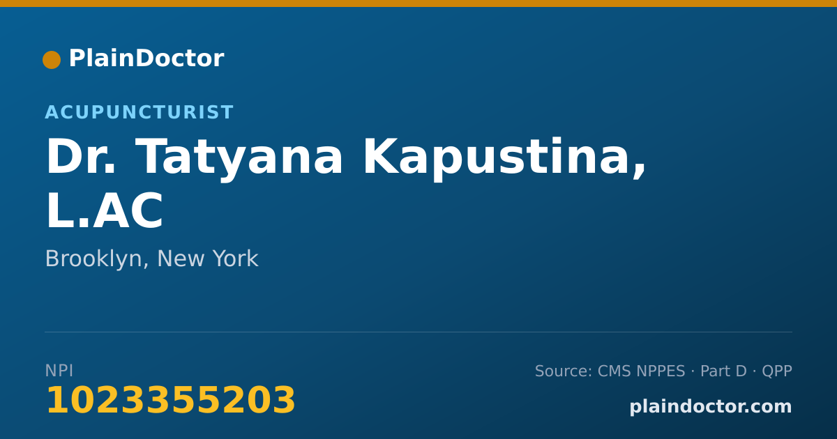 Shareable card for Tatyana Kapustina, L.AC - Acupuncturist, Brooklyn, NY
