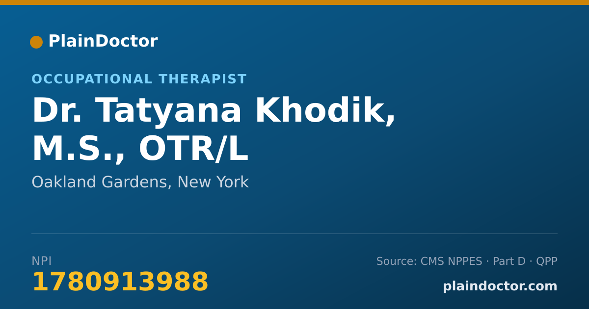 Shareable card for Tatyana Khodik, M.S., OTR/L - Occupational Therapist, Oakland Gardens, NY