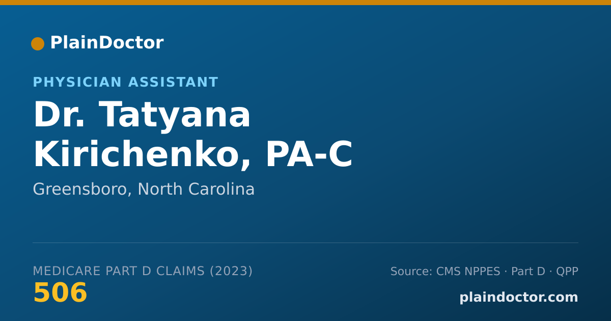 Shareable card for Tatyana Kirichenko, PA-C - Physician Assistant, Greensboro, NC