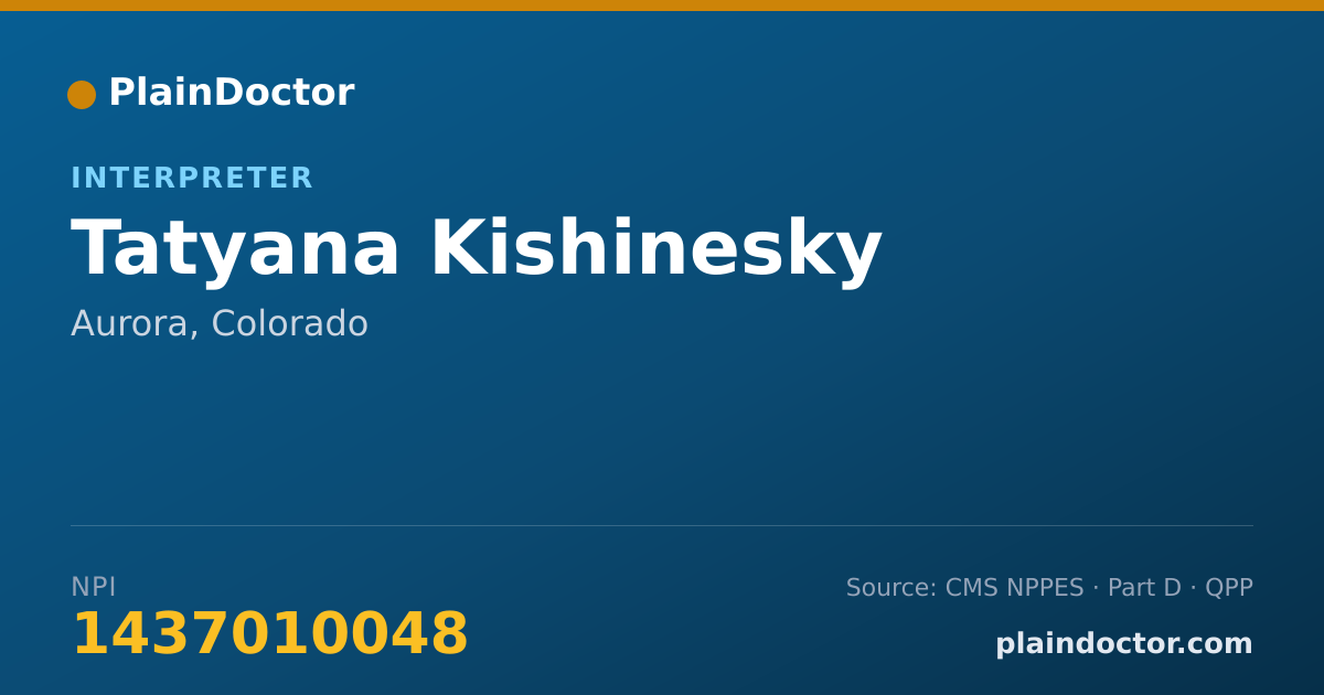 Shareable card for Tatyana Kishinesky - Interpreter, Aurora, CO