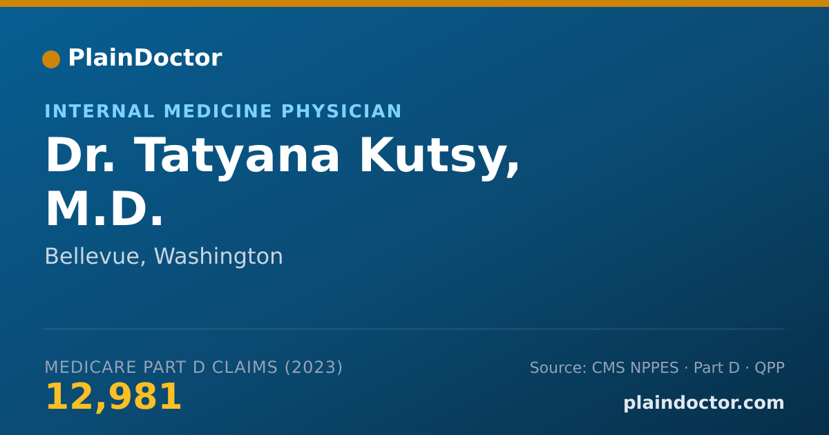Shareable card for Tatyana Kutsy, M.D. - Internal Medicine Physician, Bellevue, WA