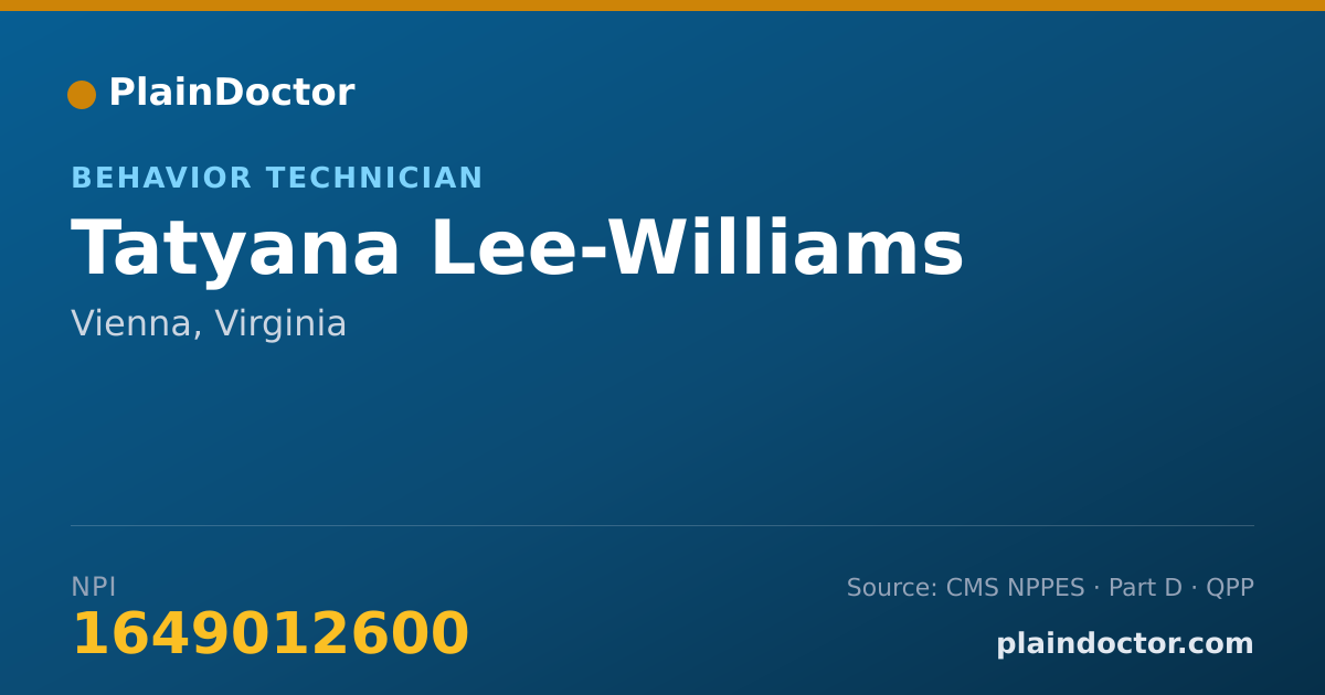 Shareable card for Tatyana Lee-Williams - Behavior Technician, Vienna, VA