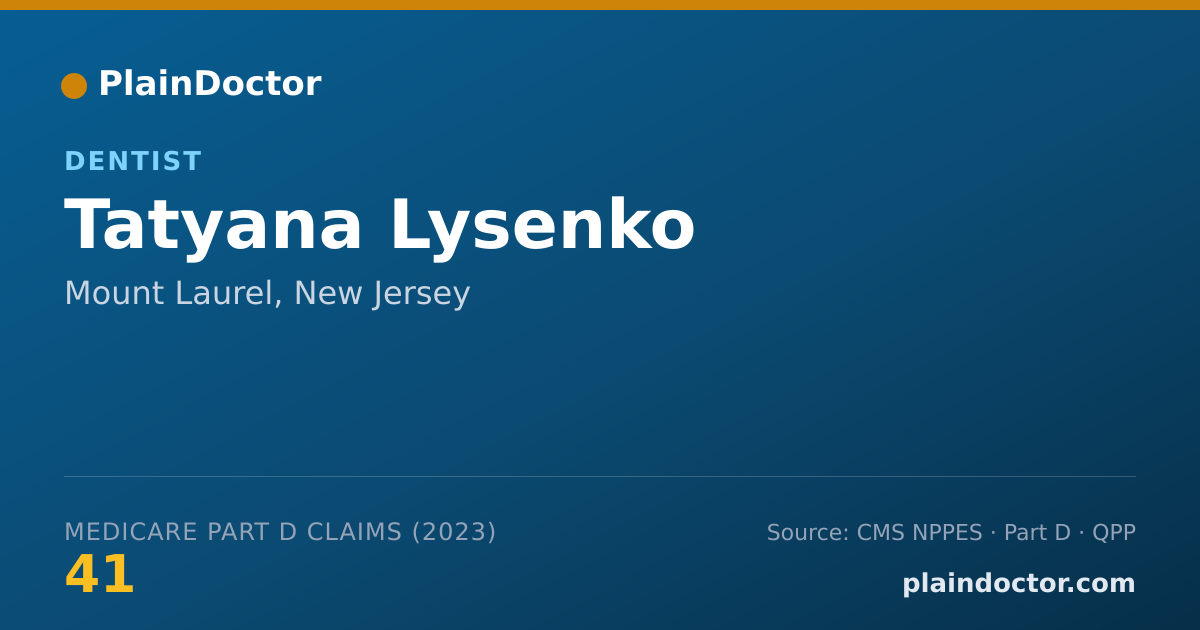 Shareable card for Tatyana Lysenko - Dentist, Mount Laurel, NJ