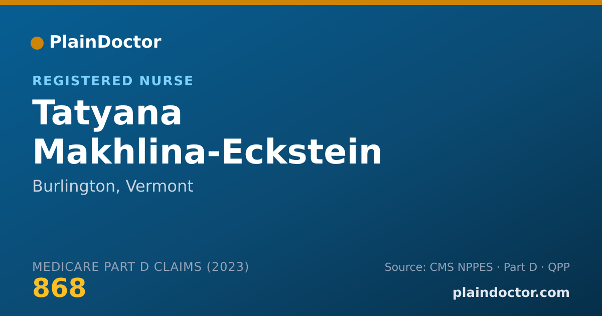 Shareable card for Tatyana Makhlina-Eckstein - Registered Nurse, Burlington, VT