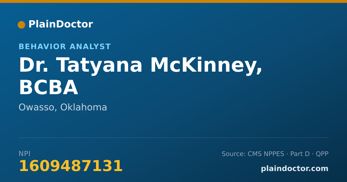 Shareable card for Tatyana McKinney, BCBA - Behavior Analyst, Owasso, OK