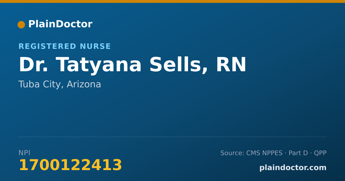 Shareable card for Tatyana Sells, RN - Registered Nurse, Tuba City, AZ