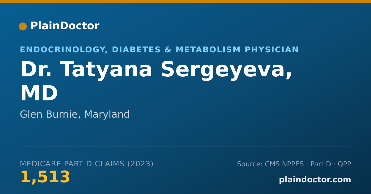 Shareable card for Tatyana Sergeyeva, MD - Endocrinology, Diabetes & Metabolism Physician, Glen Burnie, MD