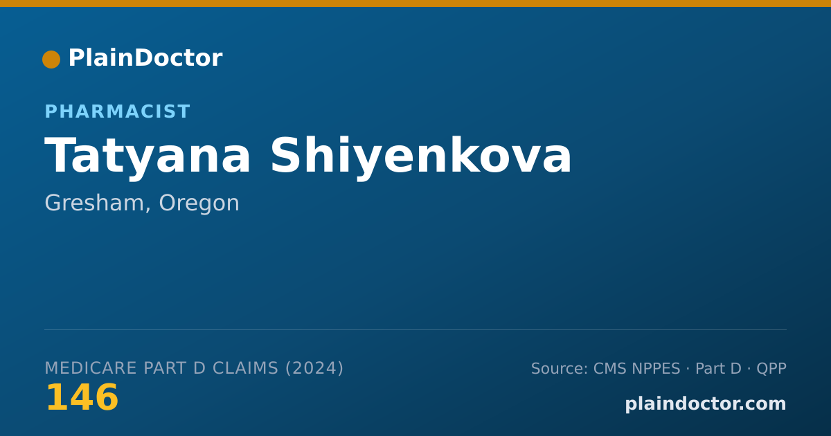 Shareable card for Tatyana Shiyenkova - Pharmacist, Gresham, OR