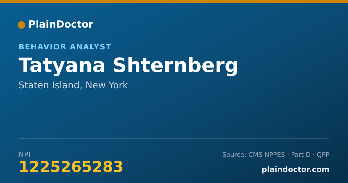 Shareable card for Tatyana Shternberg - Behavior Analyst, Staten Island, NY