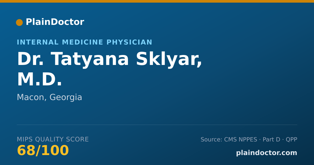 Shareable card for Tatyana Sklyar, M.D. - Internal Medicine Physician, Macon, GA