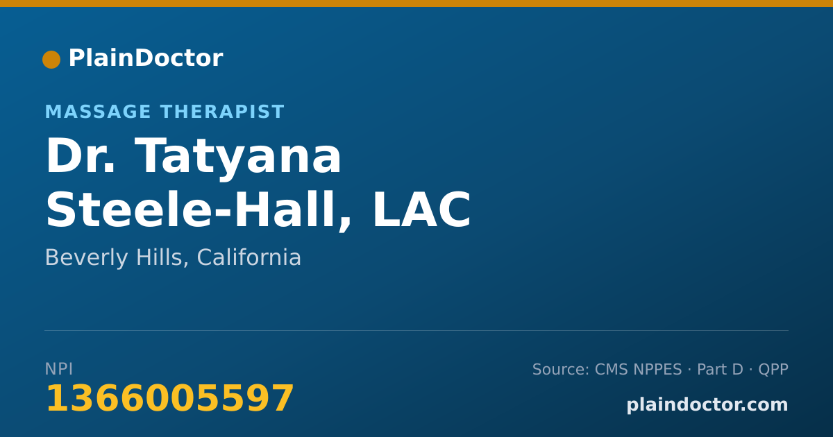 Shareable card for Tatyana Steele-Hall, LAC - Massage Therapist, Beverly Hills, CA