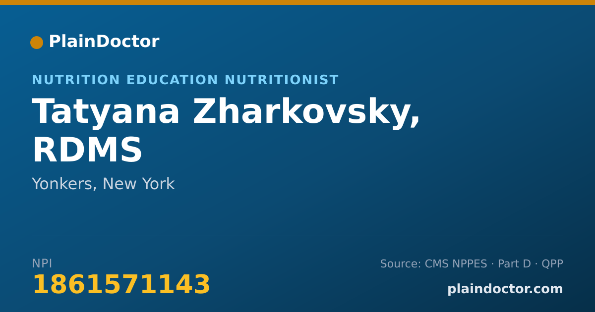 Shareable card for Tatyana Zharkovsky, RDMS - Nutrition Education Nutritionist, Yonkers, NY
