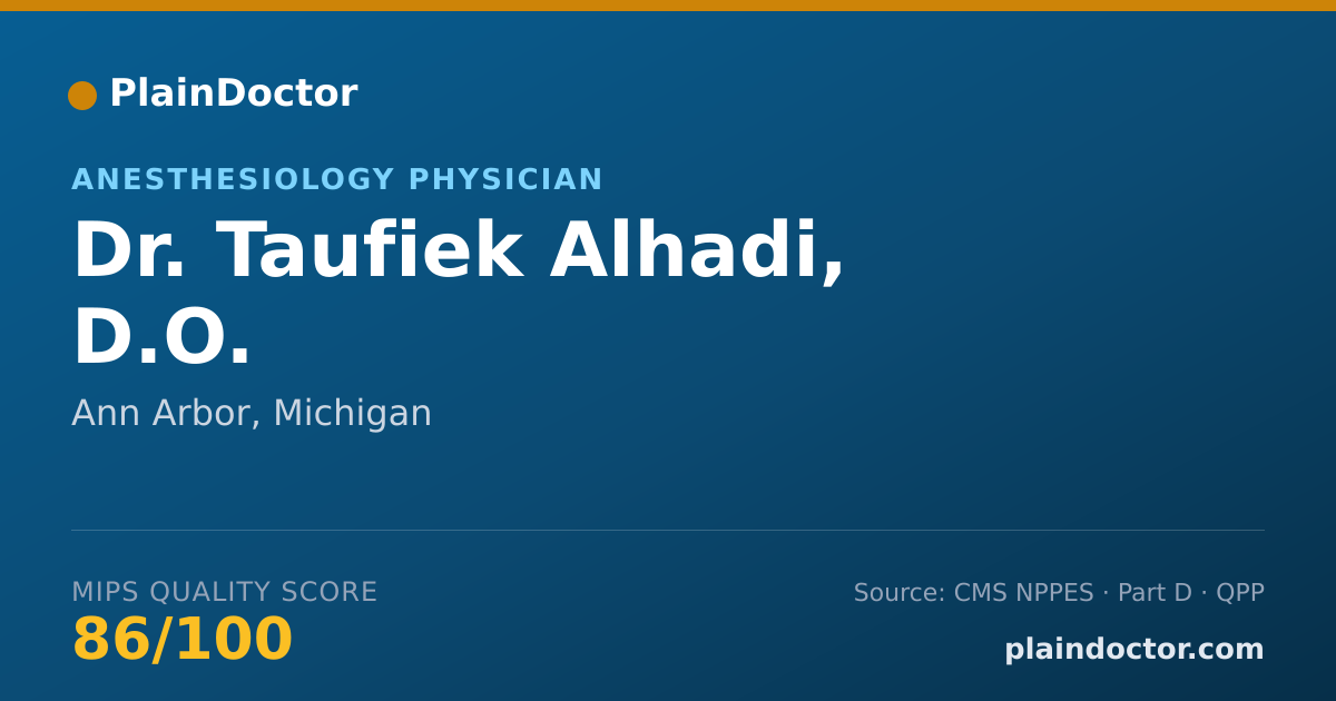 Shareable card for Taufiek Alhadi, D.O. - Anesthesiology Physician, Ann Arbor, MI