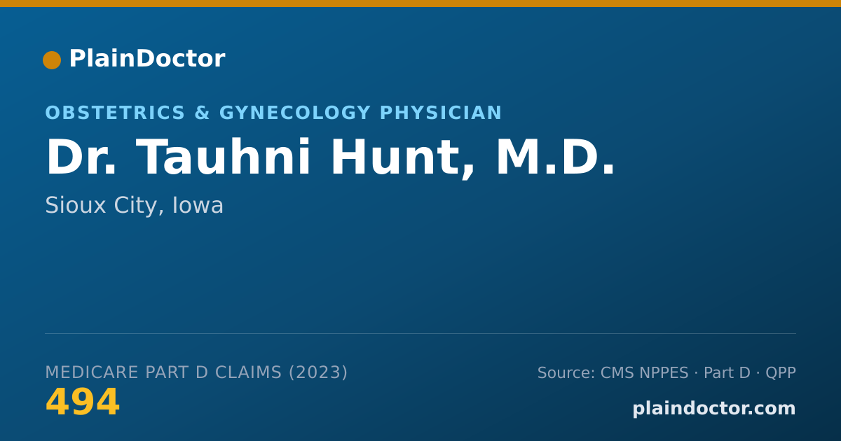 Shareable card for Tauhni Hunt, M.D. - Obstetrics & Gynecology Physician, Sioux City, IA