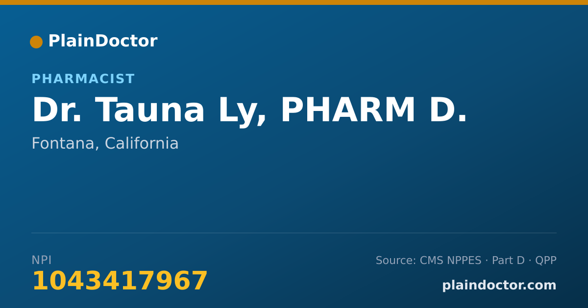 Shareable card for Tauna Ly, PHARM D. - Pharmacist, Fontana, CA