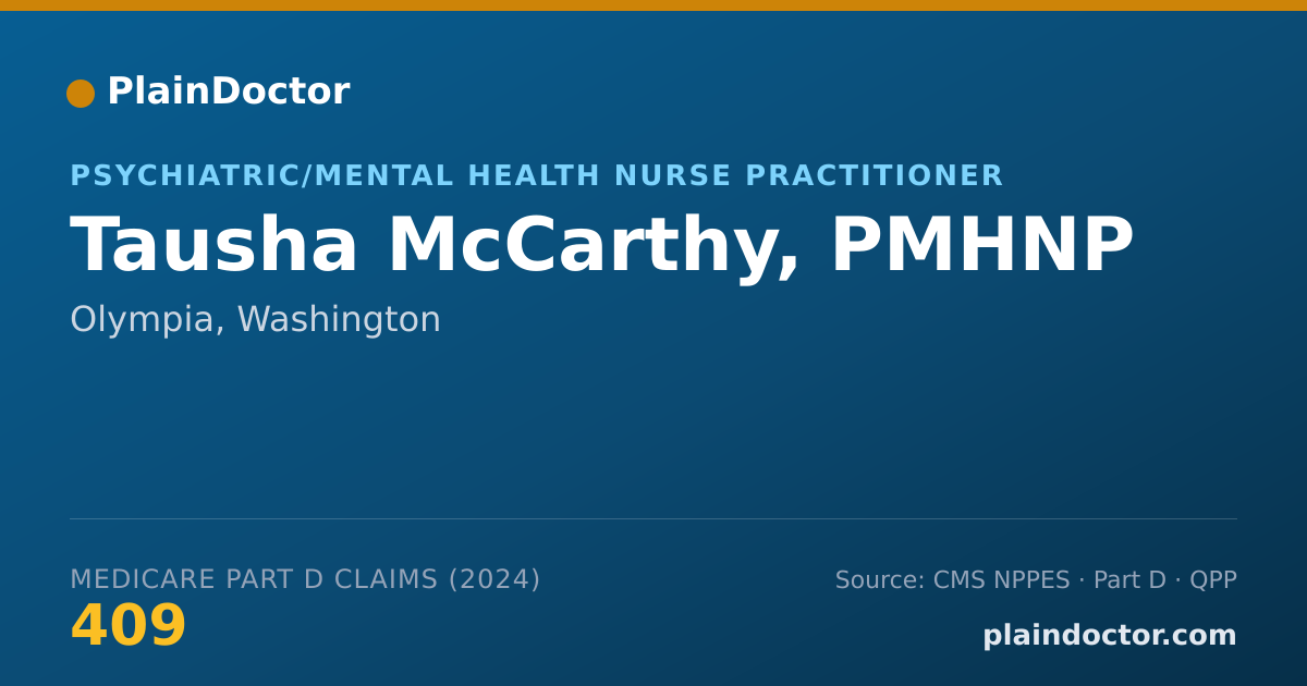Shareable card for Tausha McCarthy, PMHNP - Psychiatric/Mental Health Nurse Practitioner, Olympia, WA