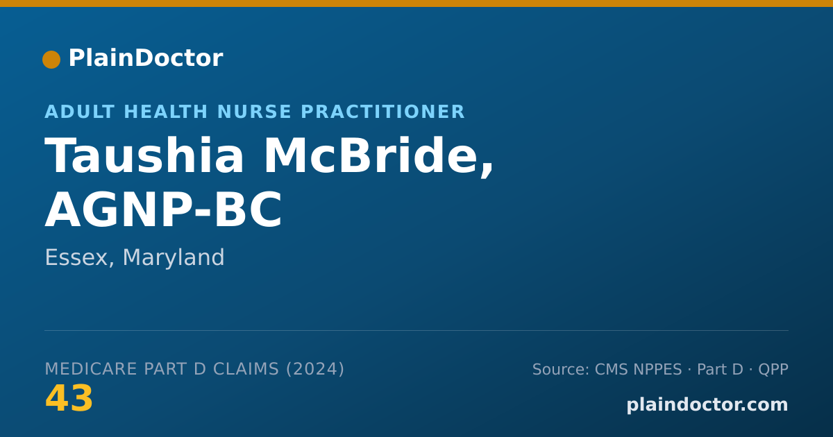 Shareable card for Taushia McBride, AGNP-BC - Adult Health Nurse Practitioner, Essex, MD
