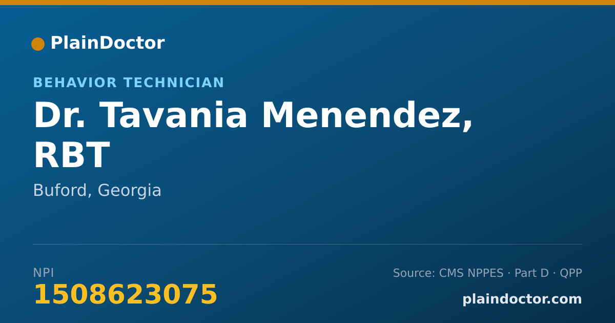 Shareable card for Tavania Menendez, RBT - Behavior Technician, Buford, GA