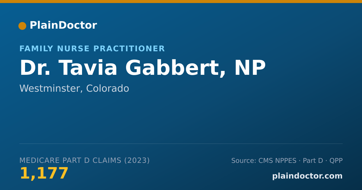 Shareable card for Tavia Gabbert, NP - Family Nurse Practitioner, Westminster, CO