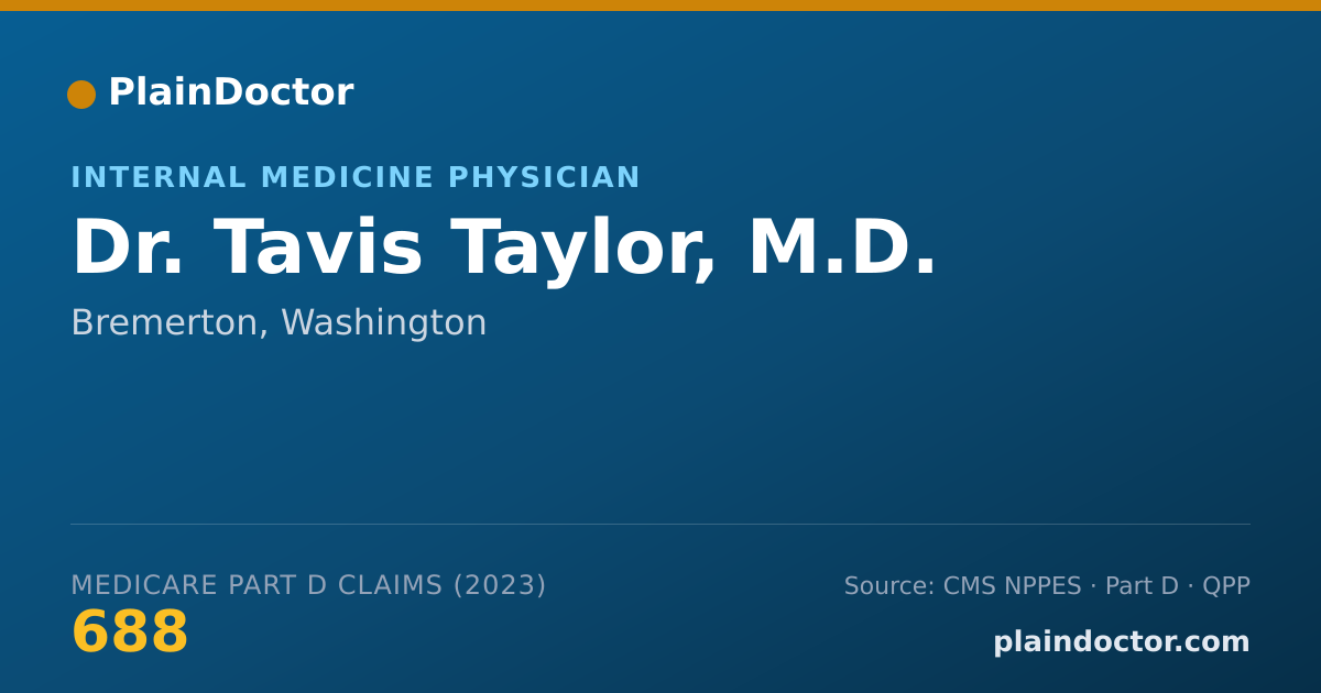 Shareable card for Tavis Taylor, M.D. - Internal Medicine Physician, Bremerton, WA