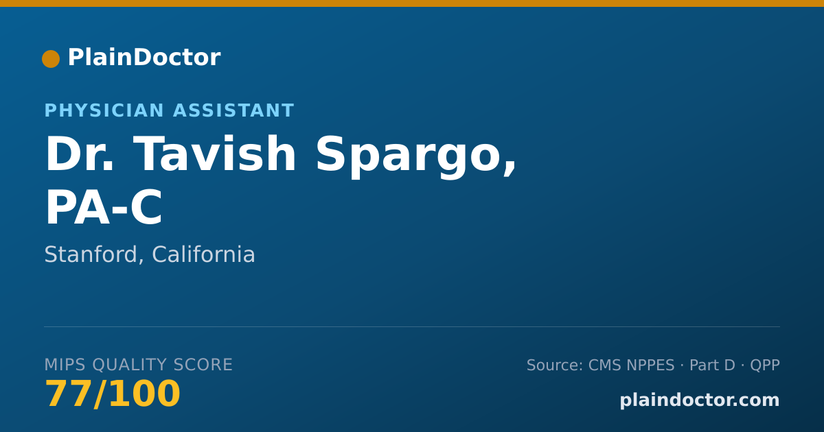 Shareable card for Tavish Spargo, PA-C - Physician Assistant, Stanford, CA