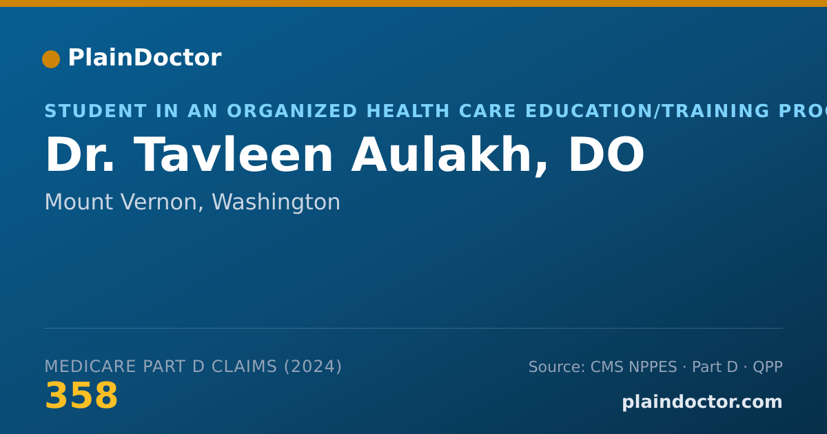 Shareable card for Tavleen Aulakh, DO - Student in an Organized Health Care Education/Training Program, Mount Vernon, WA
