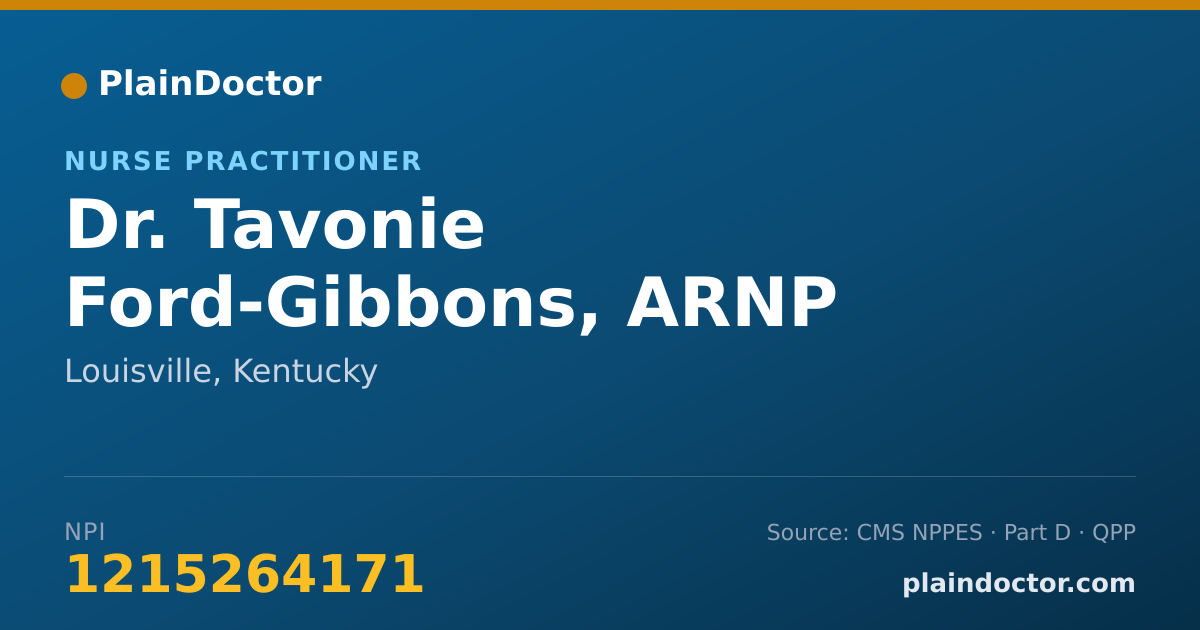 Shareable card for Tavonie Ford-Gibbons, ARNP - Nurse Practitioner, Louisville, KY