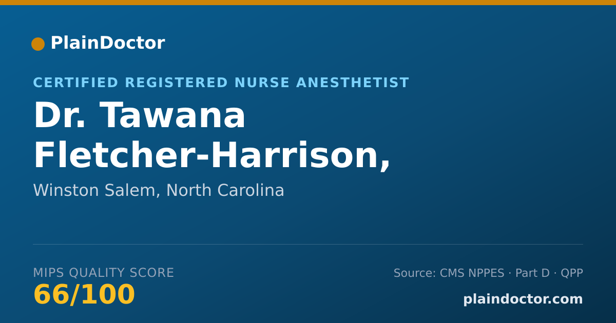 Shareable card for Tawana Fletcher-Harrison, CRNA - Certified Registered Nurse Anesthetist, Winston Salem, NC