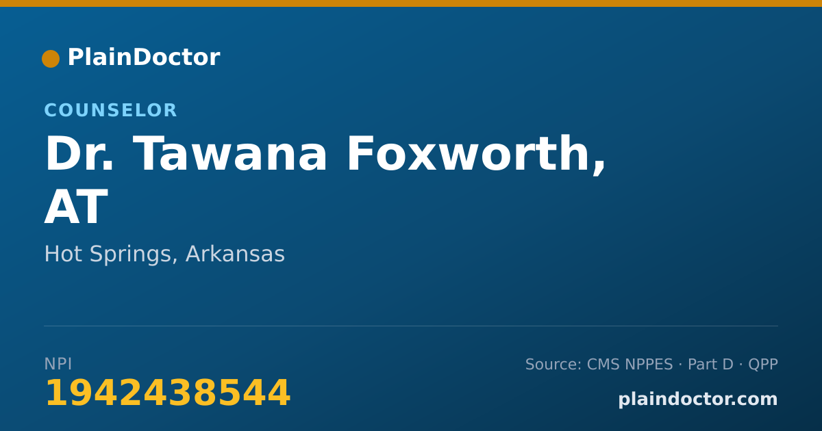 Shareable card for Tawana Foxworth, AT - Counselor, Hot Springs, AR