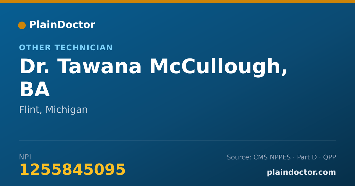 Shareable card for Tawana McCullough, BA - Other Technician, Flint, MI