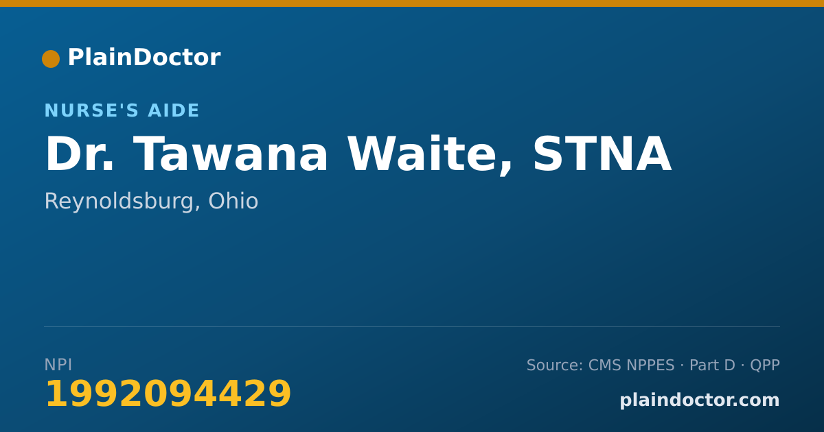 Shareable card for Tawana Waite, STNA - Nurse's Aide, Reynoldsburg, OH