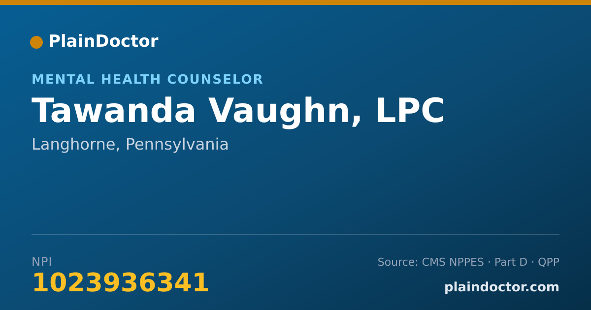 Shareable card for Tawanda Vaughn, LPC - Mental Health Counselor, Langhorne, PA