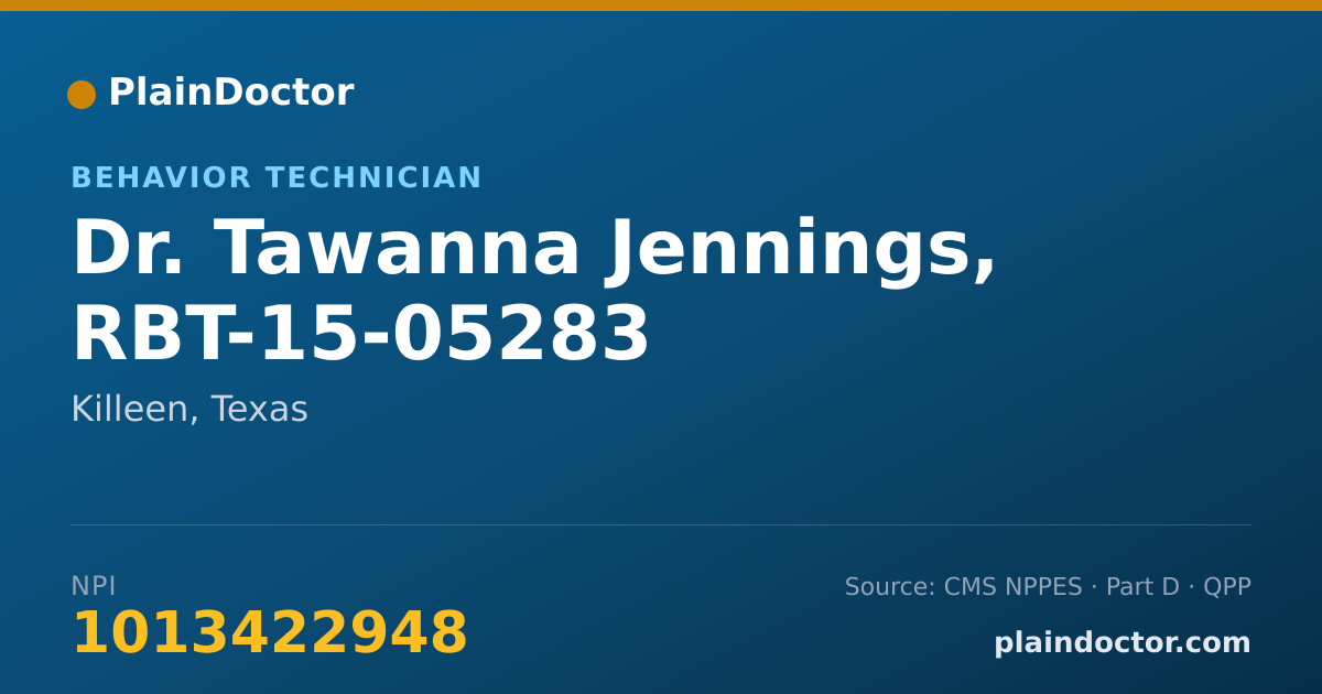 Shareable card for Tawanna Jennings, RBT-15-05283 - Behavior Technician, Killeen, TX