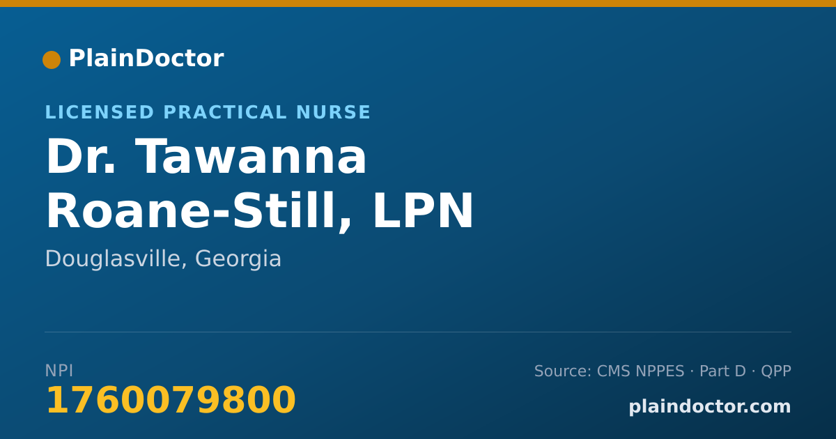 Shareable card for Tawanna Roane-Still, LPN - Licensed Practical Nurse, Douglasville, GA