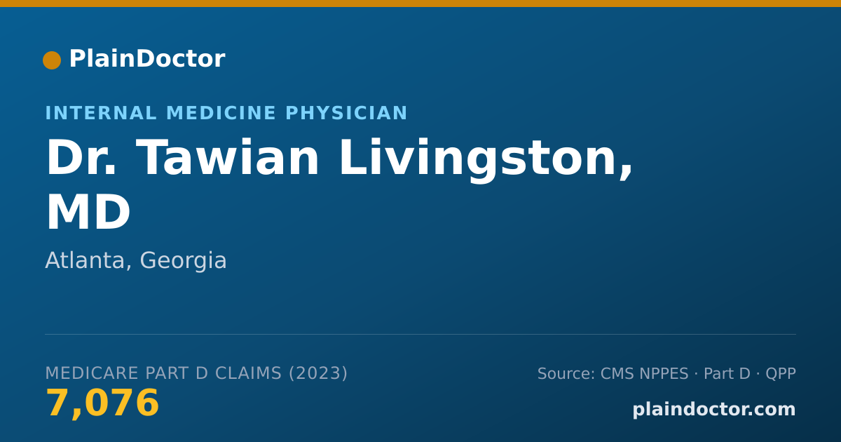 Shareable card for Tawian Livingston, MD - Internal Medicine Physician, Atlanta, GA