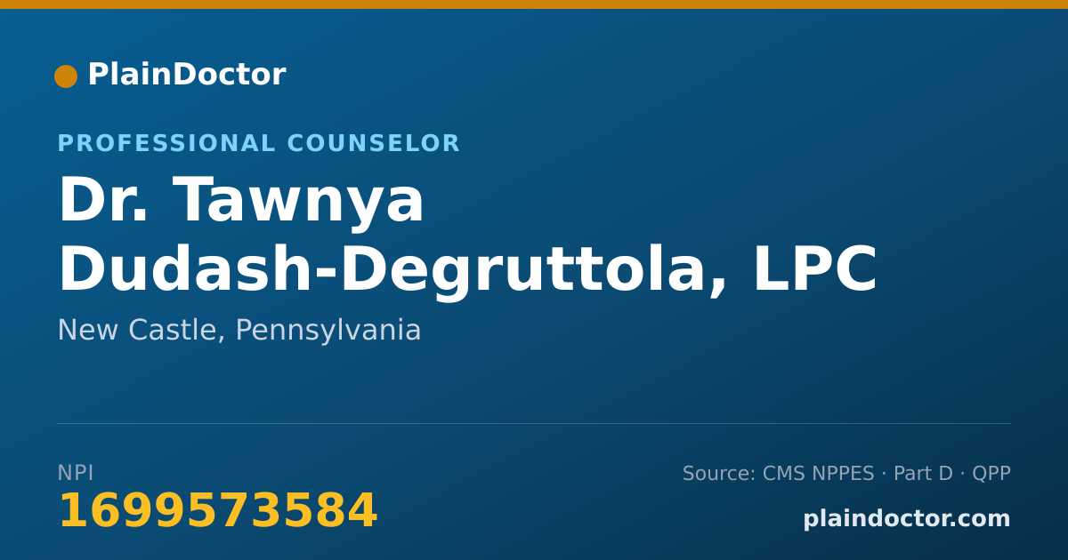 Shareable card for Tawnya Dudash-Degruttola, LPC - Professional Counselor, New Castle, PA