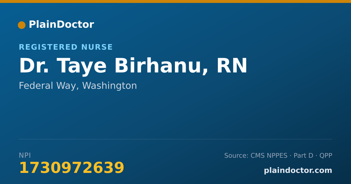 Shareable card for Taye Birhanu, RN - Registered Nurse, Federal Way, WA
