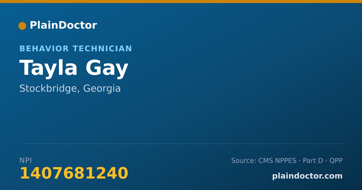 Shareable card for Tayla Gay - Behavior Technician, Stockbridge, GA