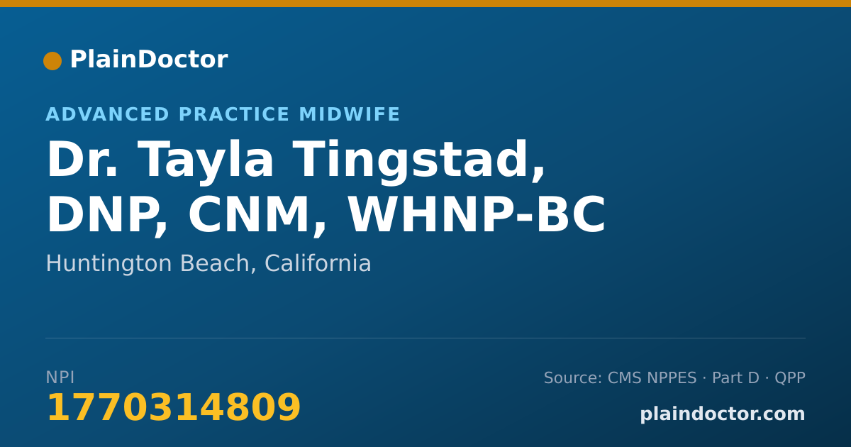 Shareable card for Tayla Tingstad, DNP, CNM, WHNP-BC - Women's Health Nurse Practitioner, Huntington Beach, CA