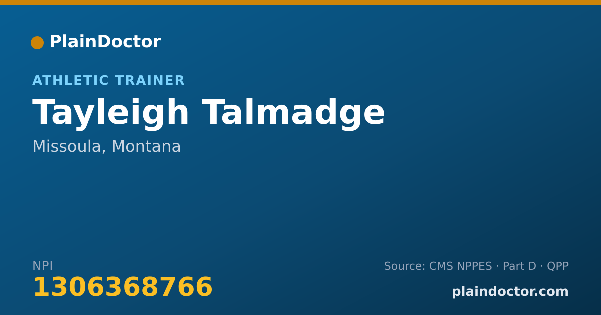 Shareable card for Tayleigh Talmadge - Athletic Trainer, Missoula, MT