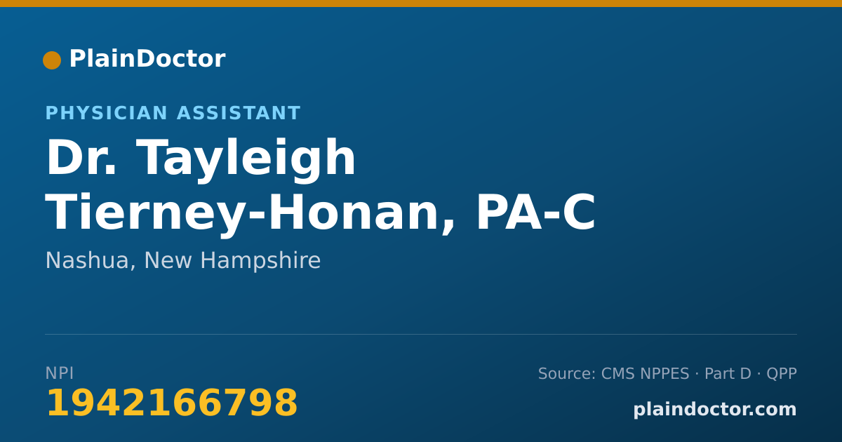 Shareable card for Tayleigh Tierney-Honan, PA-C - Physician Assistant, Nashua, NH