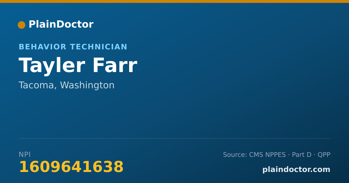 Shareable card for Tayler Farr - Behavior Technician, Tacoma, WA