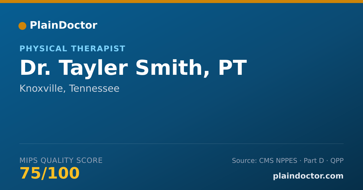 Shareable card for Tayler Smith, PT - Physical Therapist, Knoxville, TN