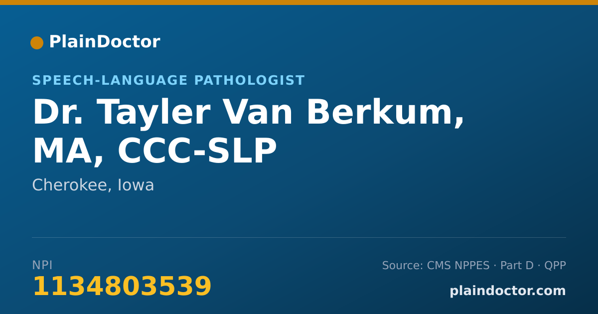Shareable card for Tayler Van Berkum, MA, CCC-SLP - Speech-Language Pathologist, Cherokee, IA