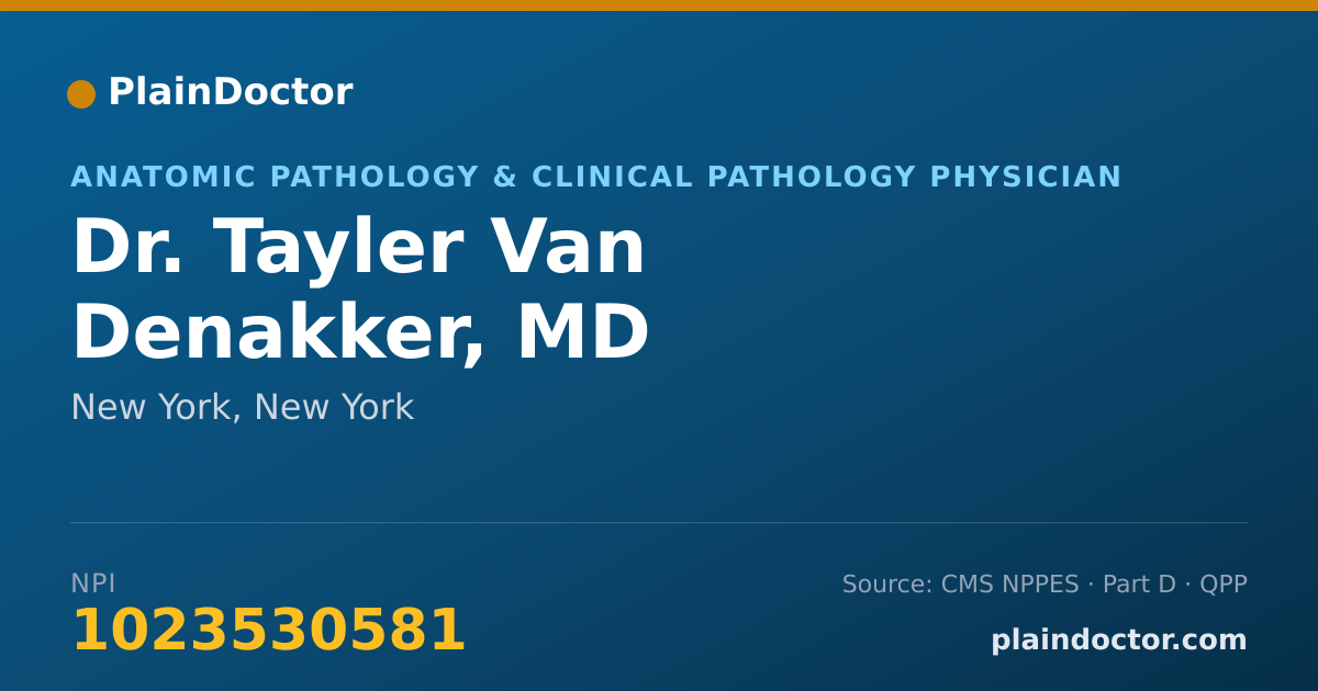 Shareable card for Tayler Van Denakker, MD - Anatomic Pathology & Clinical Pathology Physician, New York, NY