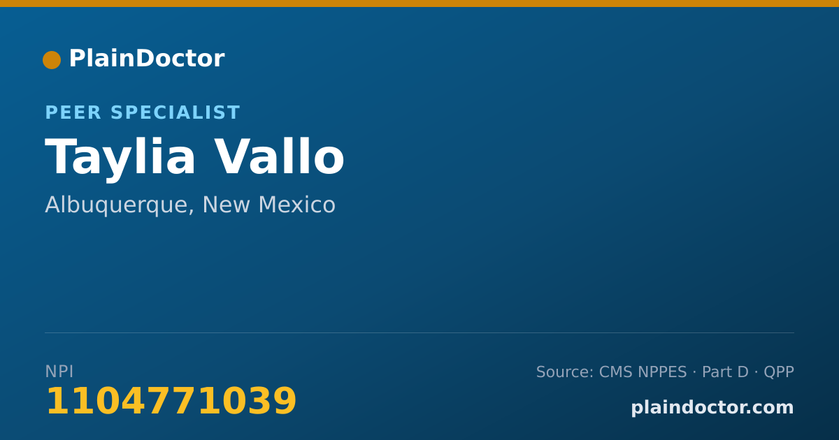 Shareable card for Taylia Vallo - Peer Specialist, Albuquerque, NM