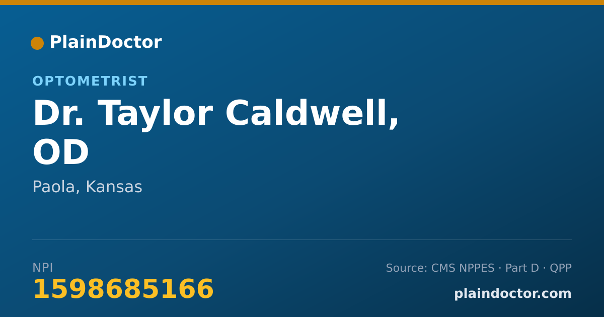 Shareable card for Taylor Caldwell, OD - Optometrist, Paola, KS