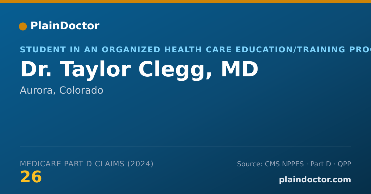 Shareable card for Taylor Clegg, MD - Student in an Organized Health Care Education/Training Program, Aurora, CO