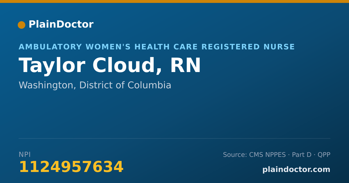 Shareable card for Taylor Cloud, RN - Ambulatory Women's Health Care Registered Nurse, Washington, DC